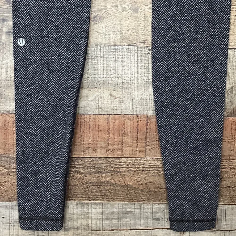 Lululemon Wunder Under Pant Leggings Giant Herringbone Black Gray Size 6